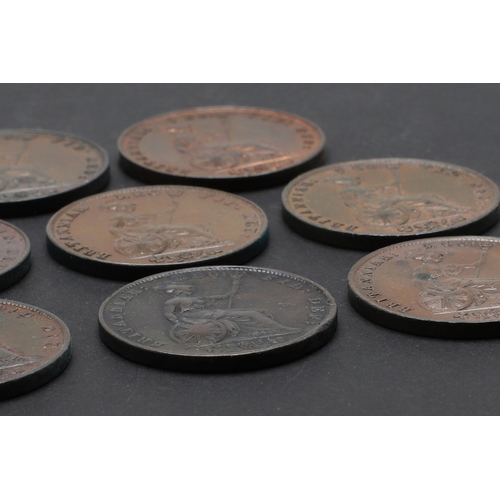 843 - A COLLECTION OF EARLY QUEEN VICTORIA HALFPENNIES 1851 AND LATER. A Queen Victoria Halfpenny, young h... 