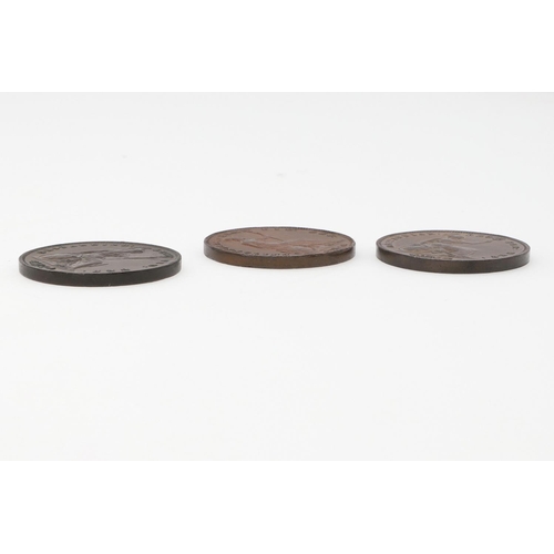 845 - THREE EARLY QUEEN VICTORIA PENNIES, 1853. Three Queen Victoria pennies, young head l. dated 1853, re... 