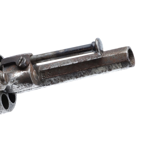 10 - A 19TH CENTURY SIX SHOT POCKET REVOLVER. With a 6.5cm octagonal barrel, six shot revolving chamber w... 