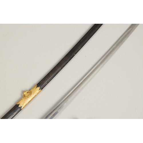 100 - AN IMPERIAL GERMAN NAVAL OFFICER's  SWORD AND SCABBARD. With an 83cm curved, pointed blade with long... 