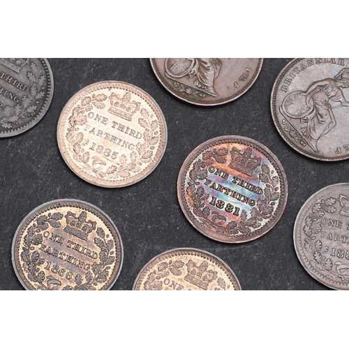 854 - A COLLECTION OF EARLY QUEEN VICTORIA AND LATER THIRD-FARTHINGS 1866 AND LATER. A collection of Queen... 