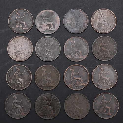 858 - A QUEEN VICTORIA PENNY, 1880 AND FIFTEEN OTHERS. Queen Victoria, Penny, laureate bust l. reverse wit... 