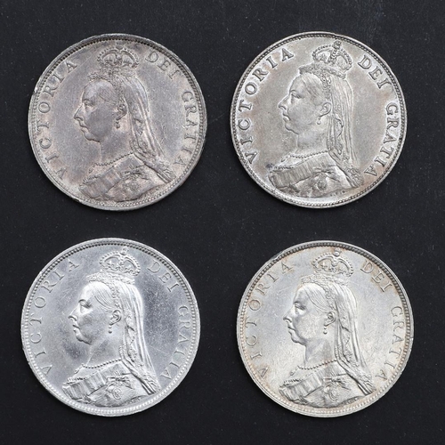 872 - A COLLECTION OF FOUR VICTORIAN FLORINS, 1887 AND LATER. Queen Victorian Florins, jubilee bust l. rev... 