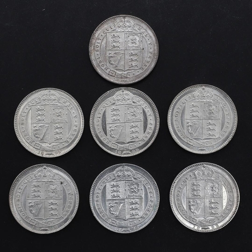 873 - A COLLECTION OF SEVEN LATE VICTORIAN SHILLINGS, 1887 AND LATER. Queen Victorian shillings, jubilee b... 