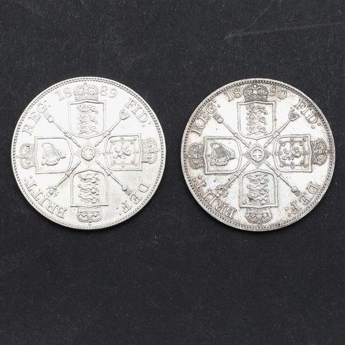 880 - QUEEN VICTORIA DOUBLE FLORINS, 1889 AND 1890. A Queen Victoria Double Florin, Jubilee bust l. revers... 