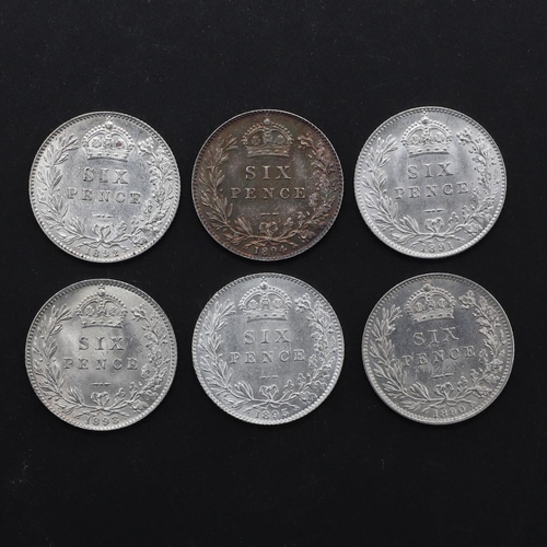 882 - A COLLECTION OF SIX VICTORIAN SIXPENCE, 1890 AND LATER. Six Queen Victoria sixpence, jubilee bust l.... 