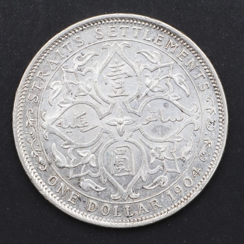 896 - AN EDWARD VII STRAITS SETTLEMENT DOLLAR, 1904. Straits Settlement one dollar, crowned bust r. revers... 