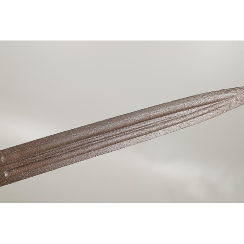 111 - A 19TH CENTURY PERSIAN QUADDARA. With a 49.5cm tapering,pointed double edged blade three fullers and... 