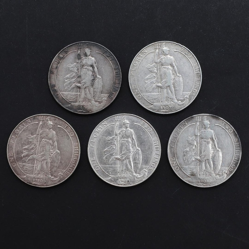 899 - A COLLECTION OF FIVE EDWARD VII FLORINS, 1906 - 1910. Five Edward VII Florins, Bare head r, reverse ... 