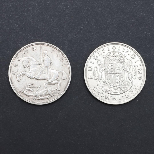 915 - A GEORGE V CROWN 1935, AND SIMILAR GEORGE VI CROWN 1937. A George V Crown, bare head portrait l. rev... 