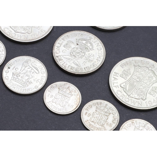 920 - A COLLECTION OF GEORGE VI PART SILVER COINAGE FOR 1946. George VI coins: Halfcrowns (4), Florins (4)... 