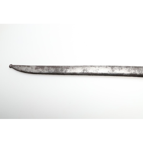 121 - A FRENCH 1866 PATTERN CHASSEPOT BAYONET AND SCABBARD. With a 57.4cm pointed, sharpened single edged ... 