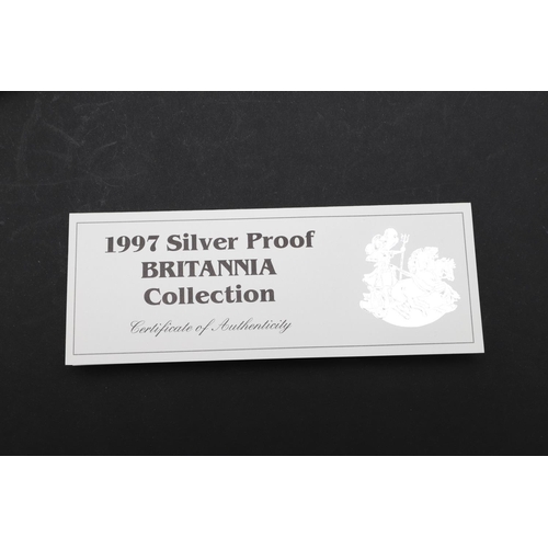 926 - A 1997 SILVER PROOF BRITANNIA FOUR COIN COLLECTION. A Royal Mint four coin silver proof Britannia se... 