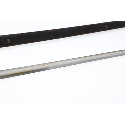 122 - A BRITISH MARTINI HENRY SOCKET BAYONET AND SCABBARD. With a 55cm triform blade with pointed tip, mar... 