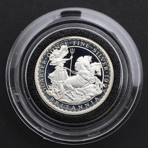 926 - A 1997 SILVER PROOF BRITANNIA FOUR COIN COLLECTION. A Royal Mint four coin silver proof Britannia se... 