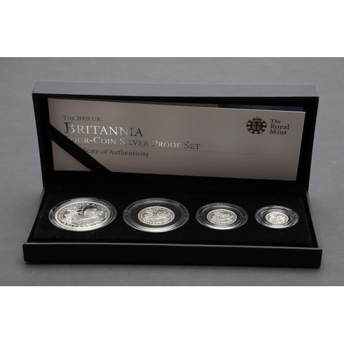 943 - A ROYAL MINT BRITANNIA FOUR COIN SILVER PROOF SET, 2009. A four coin silver proof set comprising 20p... 