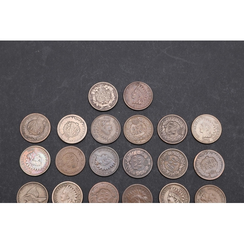 955 - A PARTIAL DATE RUN OF AMERICAN ONE CENT COINS, 1857 AND LATER. AMERICAN CENTS: 1857, 1858, 1859, 186... 