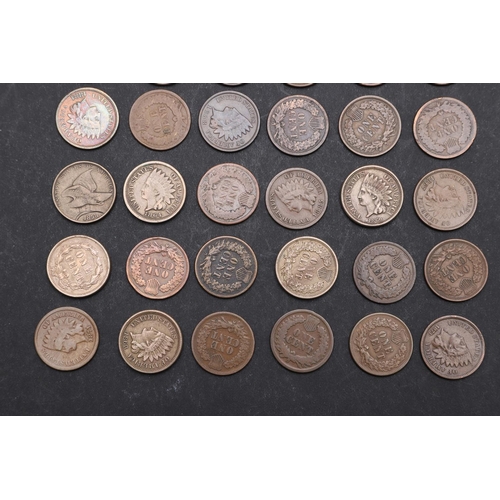 955 - A PARTIAL DATE RUN OF AMERICAN ONE CENT COINS, 1857 AND LATER. AMERICAN CENTS: 1857, 1858, 1859, 186... 