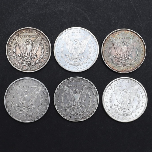 962 - A COLLECTION OF SIX AMERICAN MORGAN DOLLARS, 1888 AND LATER. United States of America Morgan Dollars... 