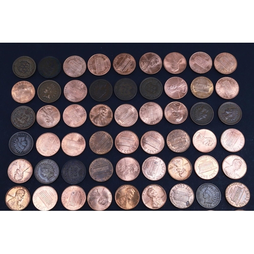 963 - A PARTIAL DATE RUN OF AMERICAN ONE CENT COINS, 1890 AND LATER. AMERICAN CENTS: 1890, 1891, 1892, 189... 