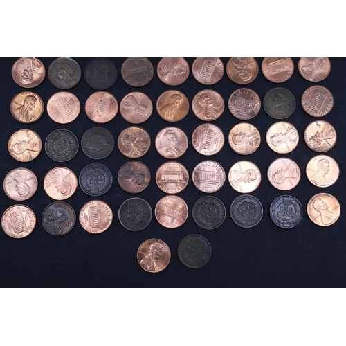 963 - A PARTIAL DATE RUN OF AMERICAN ONE CENT COINS, 1890 AND LATER. AMERICAN CENTS: 1890, 1891, 1892, 189... 