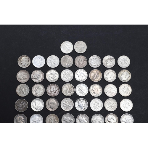 969 - A PARTIAL DATE RUN OF AMERICAN DIMES 1928 AND LATER. A collection of American Dimes: 1917, 1918, 191... 