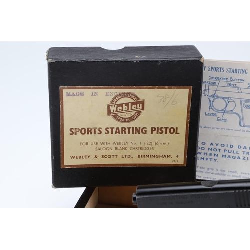 14 - A WEBLEY SPORTS STARTING PISTOL IN ORIGINAL BOX. A Webley Sports Starting Pistol for use with Webley... 