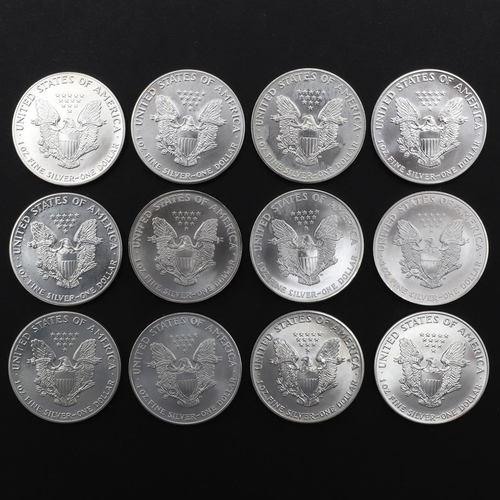 971 - A COLLECTION OF AMERICAN SILVER LIBERTY DOLLARS 1986-1997. A collection of recent American one ounce... 