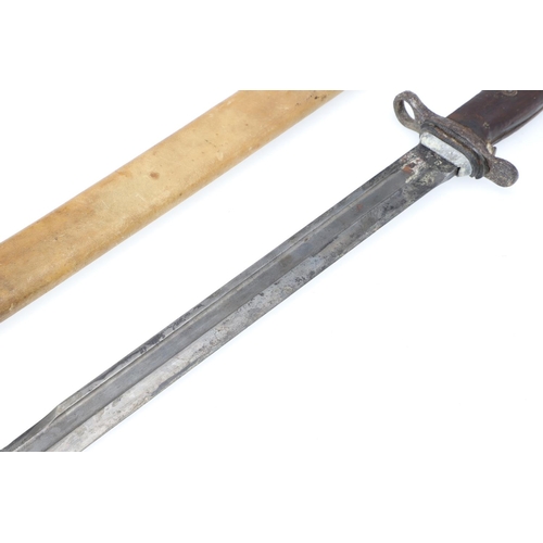 142 - AN AMERICAN 1905 BAYONET AND SCABBARD. An American 1905 pattern bayonet with a 40cm,single edged ful... 