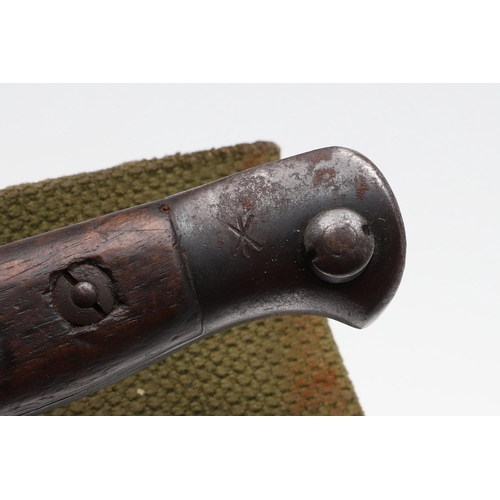 144 - A 1907 PATTERN LEE ENFIELD BAYONET AND SCABBARD BY MOLE. With a 43cm pointed, single edged, fullered... 