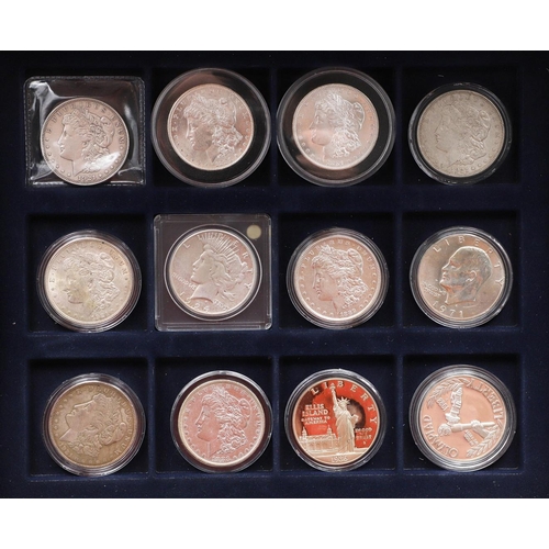 982 - A WESTMINSTER MINT COLLECTION OF AMERICAN DOLLARS AND OTHER COINS. A collection of American coins: D... 