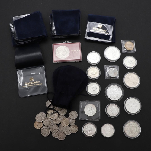 982 - A WESTMINSTER MINT COLLECTION OF AMERICAN DOLLARS AND OTHER COINS. A collection of American coins: D... 