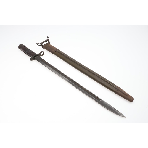 149 - A 1913 PATTERN FIRST WORLD WAR REMINGTON BAYONET AND SCABBARD AND ANOTHER SIMILAR. With a 43cm singl... 