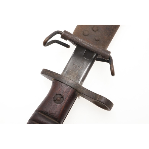 149 - A 1913 PATTERN FIRST WORLD WAR REMINGTON BAYONET AND SCABBARD AND ANOTHER SIMILAR. With a 43cm singl... 