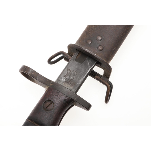 149 - A 1913 PATTERN FIRST WORLD WAR REMINGTON BAYONET AND SCABBARD AND ANOTHER SIMILAR. With a 43cm singl... 