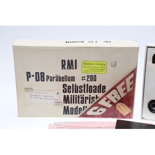 15 - A REPLICA P-08 PARABELLUM LUGER STYLE GUN AND ANOTHER SIMILAR REPLICA. An RMI p-08 Parabellum #200 g... 