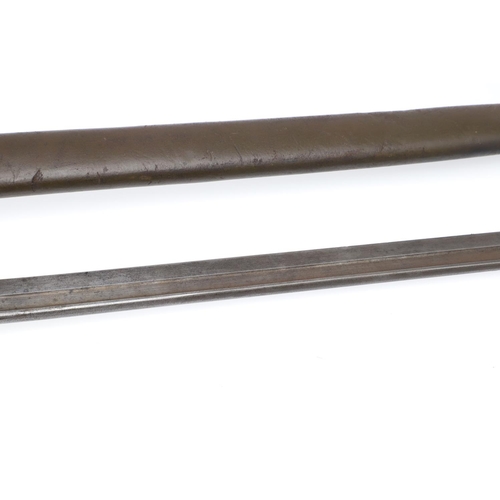 151 - A FIRST WORLD WAR REMINGTON 1913 PATTERN BAYONET AND SCABBARD. With a 43cm pointed and fullered sing... 