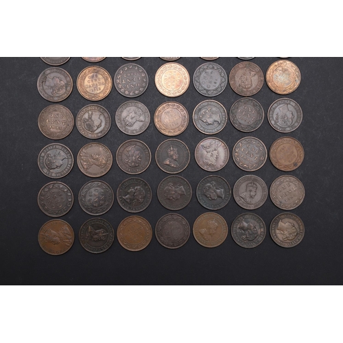 992 - A COLLECTION OF CANADIAN 1 CENT COINS 1858 AND LATER. Canadian 1 Cents, Queen Victoria, laureate bus... 