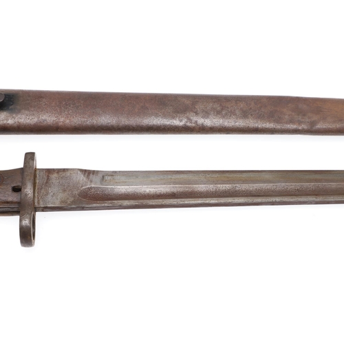 151 - A FIRST WORLD WAR REMINGTON 1913 PATTERN BAYONET AND SCABBARD. With a 43cm pointed and fullered sing... 