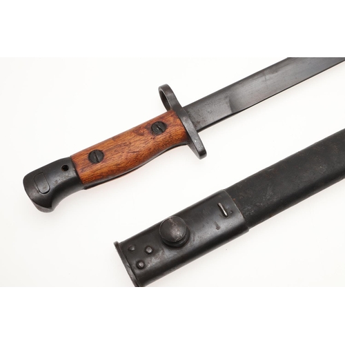 160 - A SECOND WORLD WAR INDIAN ARMY NO 1 MK II BAYONET AND SCABBARD. A British Indian army bayonet with a... 