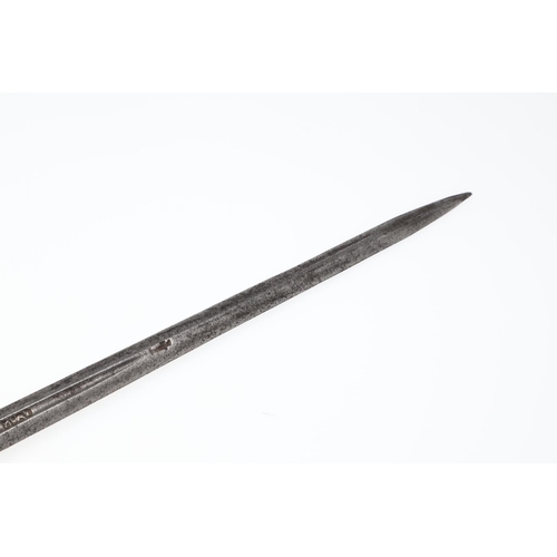 162 - A 17TH CENTURY ITALIAN LEFT HAND DAGGER WITH STEEL GRIP. With a 34.5cm tapering pointed blade with p... 