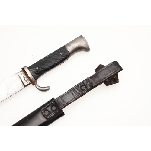 173 - A GERMAN HITLER YOUTH DAGGER AND SCABBARD. A Hitler Youth dagger with a 13.5cm blade marked RZM M7/5... 