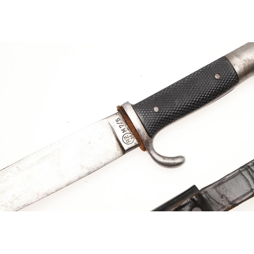 173 - A GERMAN HITLER YOUTH DAGGER AND SCABBARD. A Hitler Youth dagger with a 13.5cm blade marked RZM M7/5... 