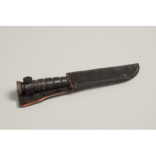 179 - AN AMERICAN MK2 FIGHTING KNIFE AND TWO OTHERS. A Camillus N.Y. U.S.N Mark 2 knife with a 17.5 cm bow... 