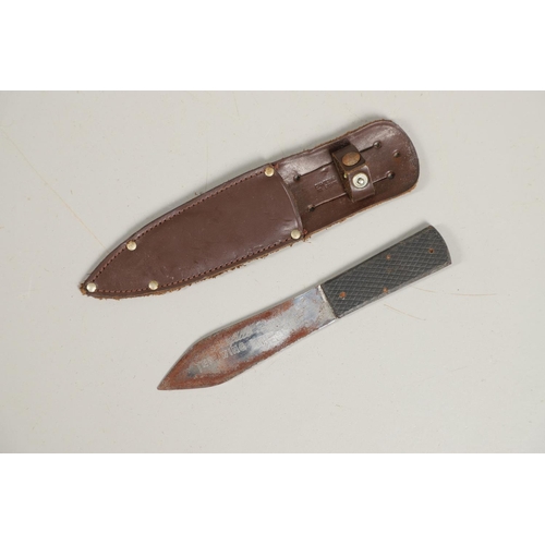 182 - AN AMERICAN CASE HUNTING KNIFE AND THREE OTHERS. A Case hunting knife with a 24cm plated Bowie type ... 