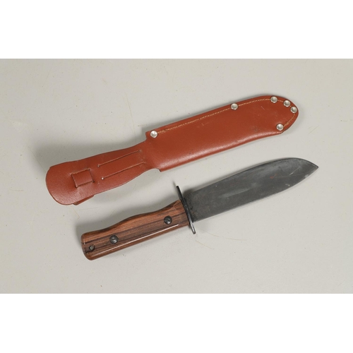 182 - AN AMERICAN CASE HUNTING KNIFE AND THREE OTHERS. A Case hunting knife with a 24cm plated Bowie type ... 