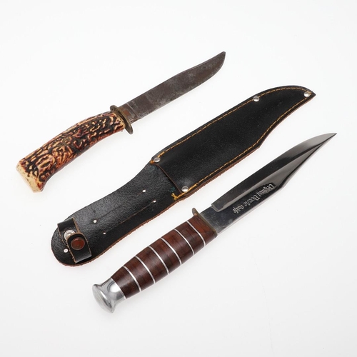 183 - THREE SIMILAR BOWIE TYPE HUNTING KNIVES BY SOUTHERN AND RICHARDSON AND OTHERS. A hunting or fighting... 