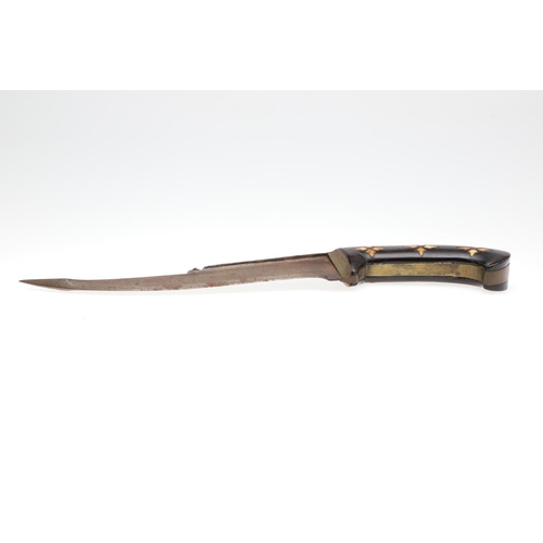 192 - A MID 19TH CENTURY AFGHAN KNIFE WITH IVORY INSET HANDLE. With a 23.5cm serpentine blade with fine po... 