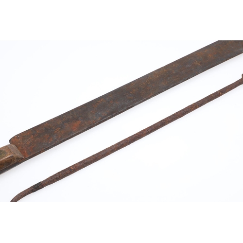 199 - A MACHETE AND AFRICAN SPEAR POINT. A British made Machete with 54cm blade with single edge and uptur... 