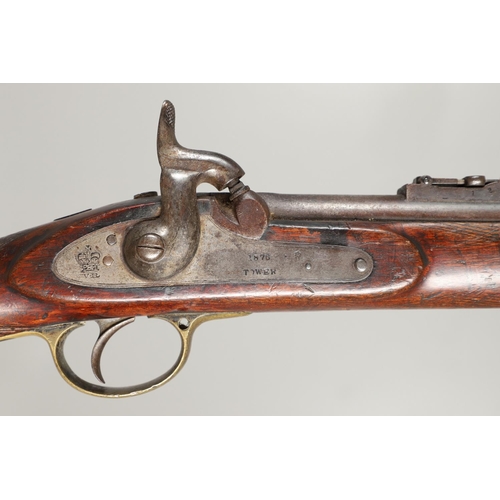 20 - AN 1876 TOWER MUSKET WITH 55CM BARREL. A Tower marked single band musket with a 55cm barrel with var... 